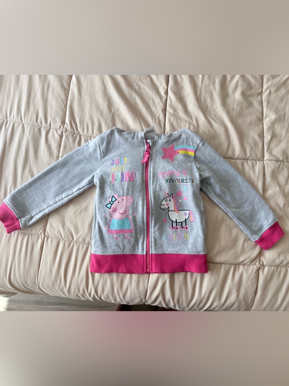 Peppa pig Girls Grey & Pink Peppa Pig Zip-Up Jacket